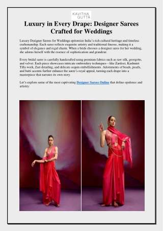 Luxury in Every Drape Designer Sarees Crafted for Weddings