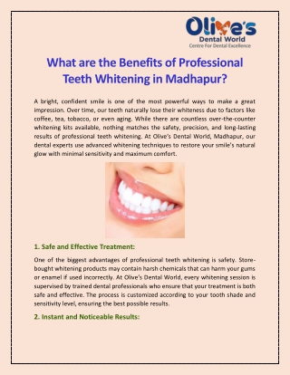 What are the Benefits of Professional Teeth Whitening in Madhapur?