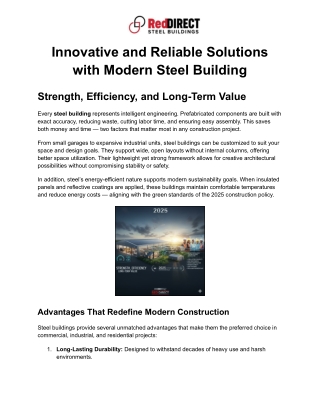 Innovative and Reliable Solutions with Modern Steel Building