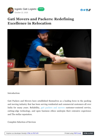 Gati Movers and Packers: Reliable Movers and Packers