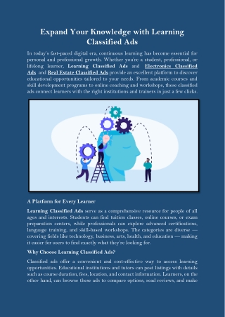 Expand Your Knowledge with Learning Classified Ads