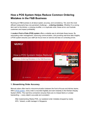 How a POS System Helps Reduce Common Ordering Mistakes in the F&B Business