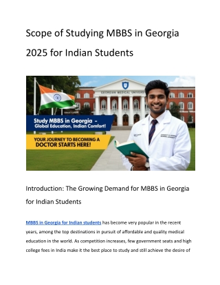 Scope of Studying MBBS in Georgia 2025 for Indian Students