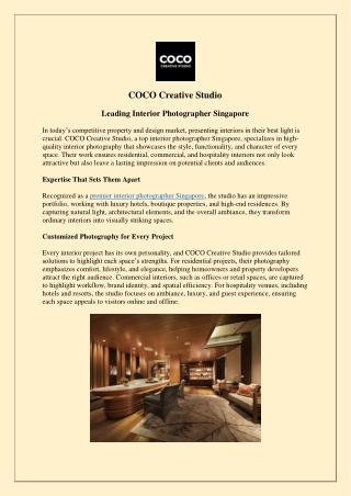 Capture Stunning Spaces with COCO Creative Studio