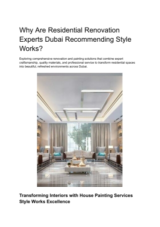 Why Are Residential Renovation Experts Dubai Recommending Style Works_