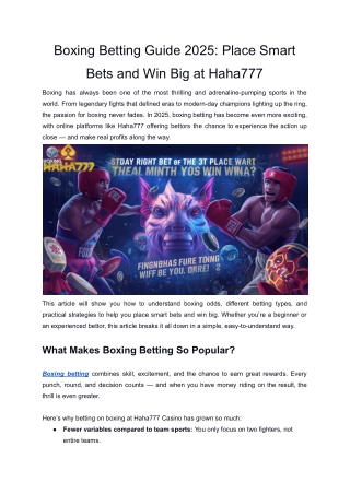Boxing Betting Guide 2025_ Place Smart Bets and Win Big at Haha777