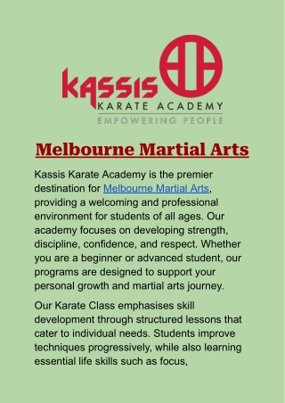 Melbourne Martial Arts: Master Skills with Kassis Karate Academy