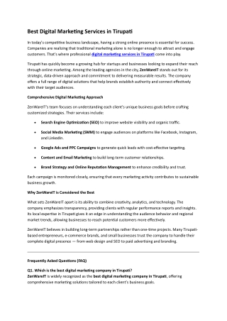 Best Digital Marketing Services in Tirupati