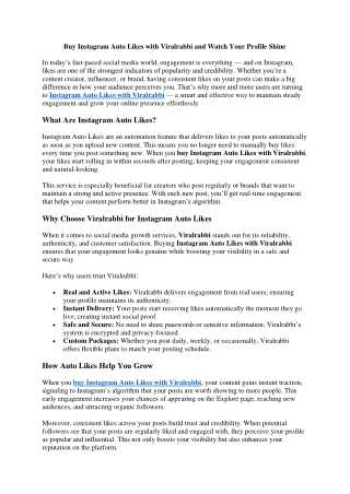 Buy Instagram Auto Likes with Viralrabbi and Watch Your Profile Shine