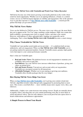 Buy TikTok Views with Viralrabbi and Watch Your Videos Skyrocket