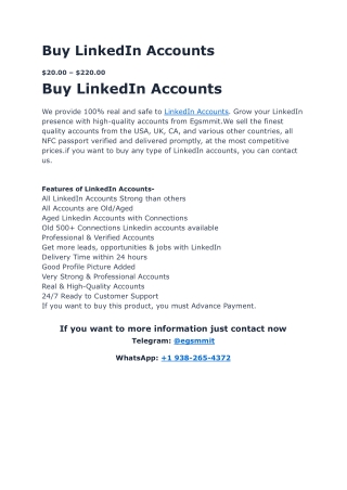 Buy LinkedIn Accounts
