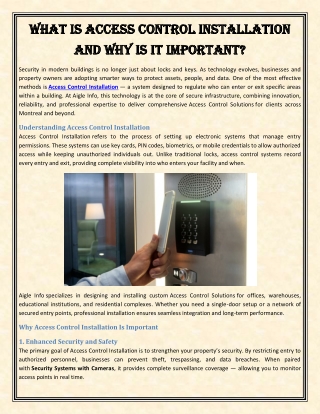 What Is Access Control Installation And Why Is It Important?