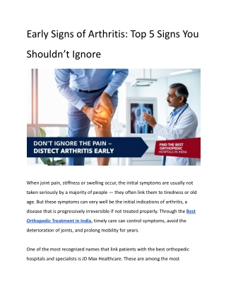 Early Signs of Arthritis_ Top 5 Signs You Shouldn’t Ignore