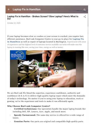 Laptop Fix in Hamilton - Broken Screen Slow Laptop Here's What to Do!