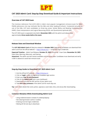 Cat Admit Card Guide