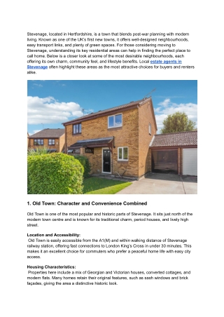 Stevenage’s Most Desirable Areas to Live  A Local Neighbourhood Spotlight