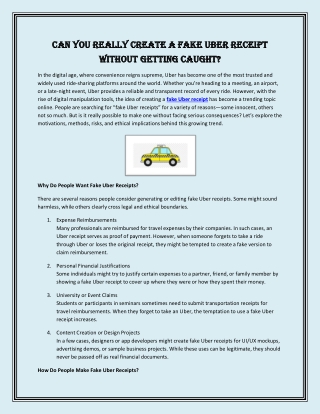 can You Really Create a Fake Uber Receipt Without Getting Caught