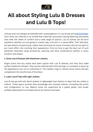 All about Styling Lulu B Dresses and Lulu B Tops!