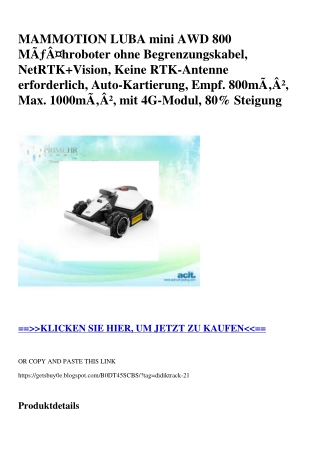 5763 MAMMOTION LUBA mini AWD 800 MÃƒÂ¤hroboter ohne Begrenzungskabel  NetRTK Vision  Keine RTK-Antenne e