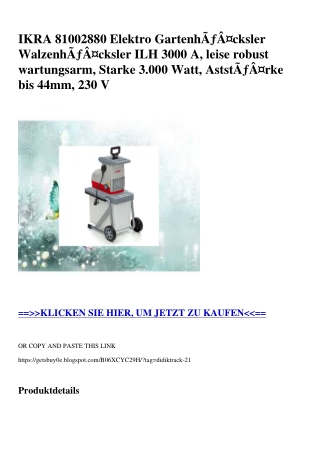 4449 IKRA 81002880 Elektro GartenhÃƒÂ¤cksler WalzenhÃƒÂ¤cksler ILH 3000 A  leise robust wartungsarm  Sta