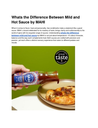 Whats the Difference Between Mild and Hot Sauce by MAHI