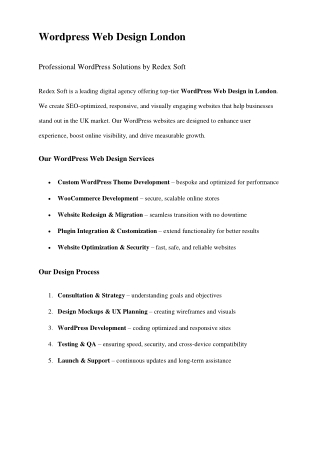 Wordpress Web Design London