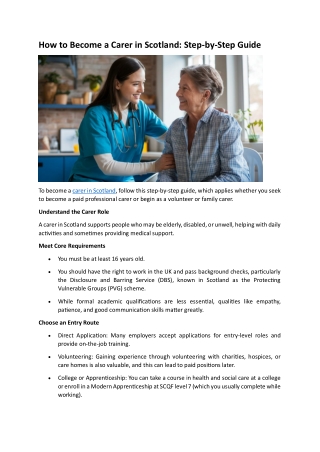 How to Become a Carer in Scotland - Step-by-Step Guide