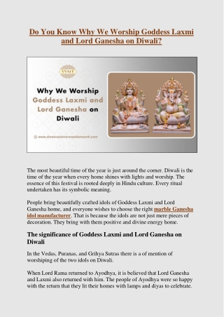 Do You Know Why We Worship Goddess Laxmi and Lord Ganesha on Diwali