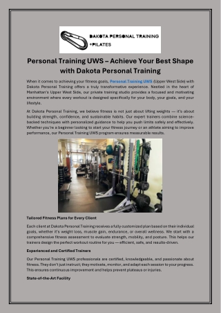Personal Training UWS – Achieve Your Best Shape with Dakota Personal Training