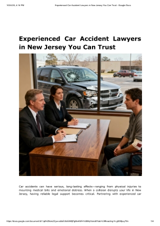 Experienced Car Accident Lawyers in New Jersey You Can Trust