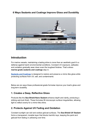 6 Ways Sealants and Coatings Improve Gloss and Durability