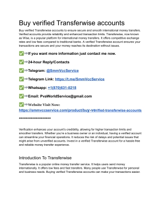 Buy verified Transferwise accounts