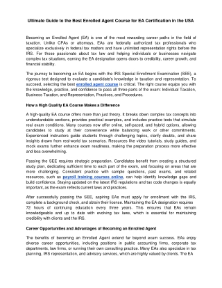 Ultimate Guide to the Best Enrolled Agent Course for EA Certification in the USA