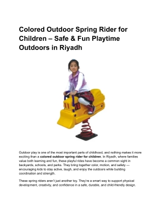 Colored Outdoor Spring Rider for Children in Riyadh