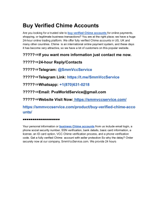 Buy Verified Chime Accounts
