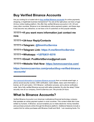 Buy Verified Binance Accounts