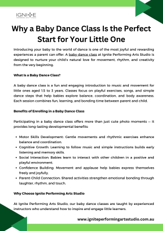 Why a Baby Dance Class Is the Perfect Start for Your Little One