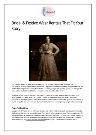 Bridal & Festive Wear Rentals That Fit Your Story