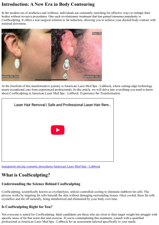 CoolSculpting at American Laser Med Spa - Lubbock: Experience the Transformation