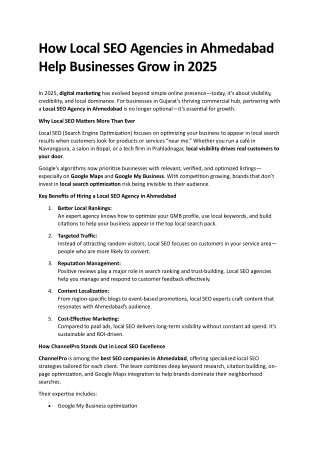 Best Local SEO Agency in Ahmedabad | ChannelPro India 2025