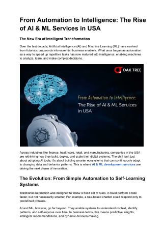 From Automation to Intelligence - The Rise of AI and ML Services in USA