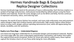 Hermes Handmade Bags & Exquisite Replica Designer Collections