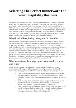 Selecting The Perfect Dinnerware For Your Hospitality Business