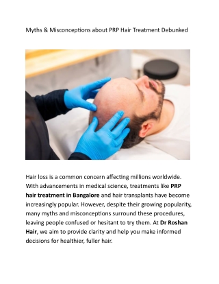 Myths & Misconceptions about PRP Hair Treatment Debunked