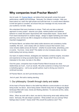 Why Companies Rely on Prachar Manch