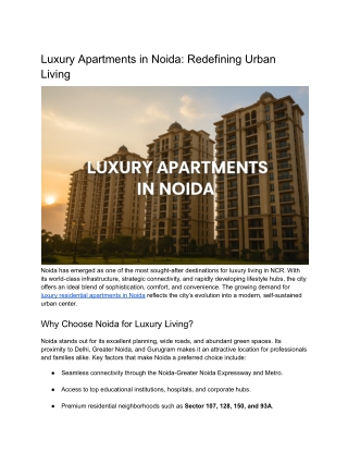 Luxury Apartments in Noida_ Redefining Urban Living
