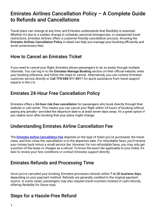 Emirates Airlines Cancellation Policy –