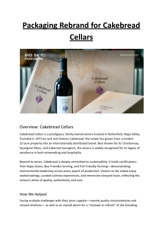 Packaging Rebrand for Cakebread Cellars