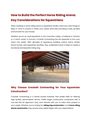 How to Build the Perfect Horse Riding Arena: Key Considerations for Equestrians