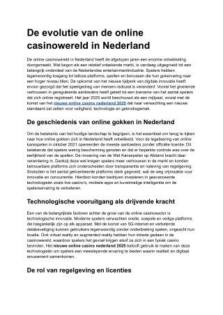 nieuwe online casino nederland 2025